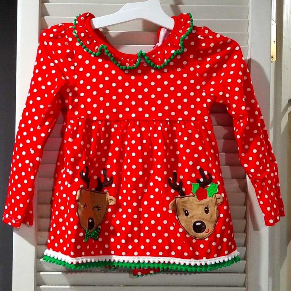 Christmas reindeer dress/top/pants set. Size 6x for girls.
